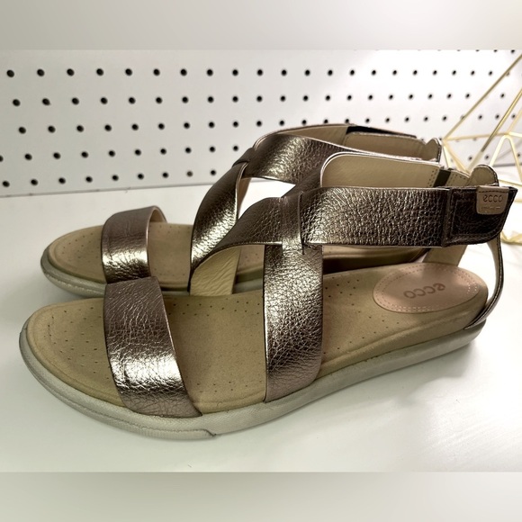 ECCO Damara Flat Comfort Sandals, Warm Grey Metallic - Picture 1 of 16